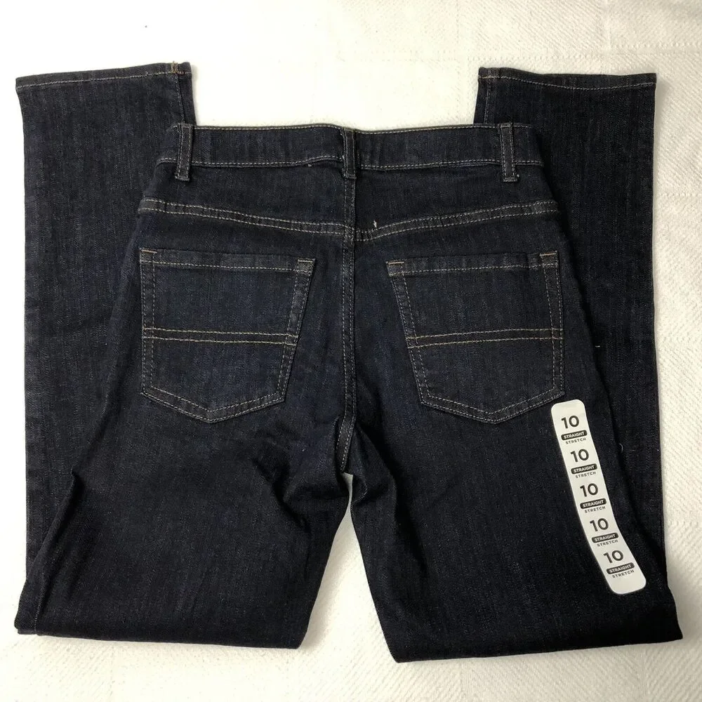 Children's Place Jeans Boys 10 Blue Denim Jeans Adj Waist Stretchy Dark Rinse